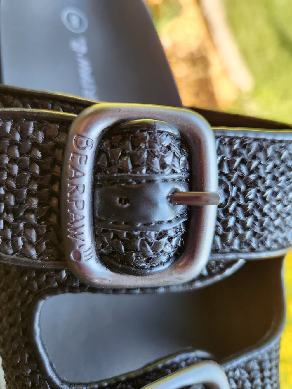 BearPaw Black Textured Double-Buckle Slide Sandals - Picture 5 of 9